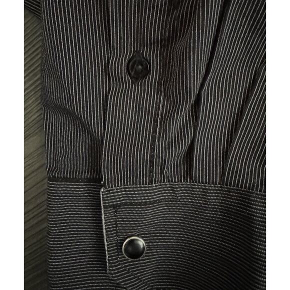 Coastal Men’s Modern Coyboy Western Wear Shirt Snap Up Black Pin Stripe XL - Picture 9 of 11